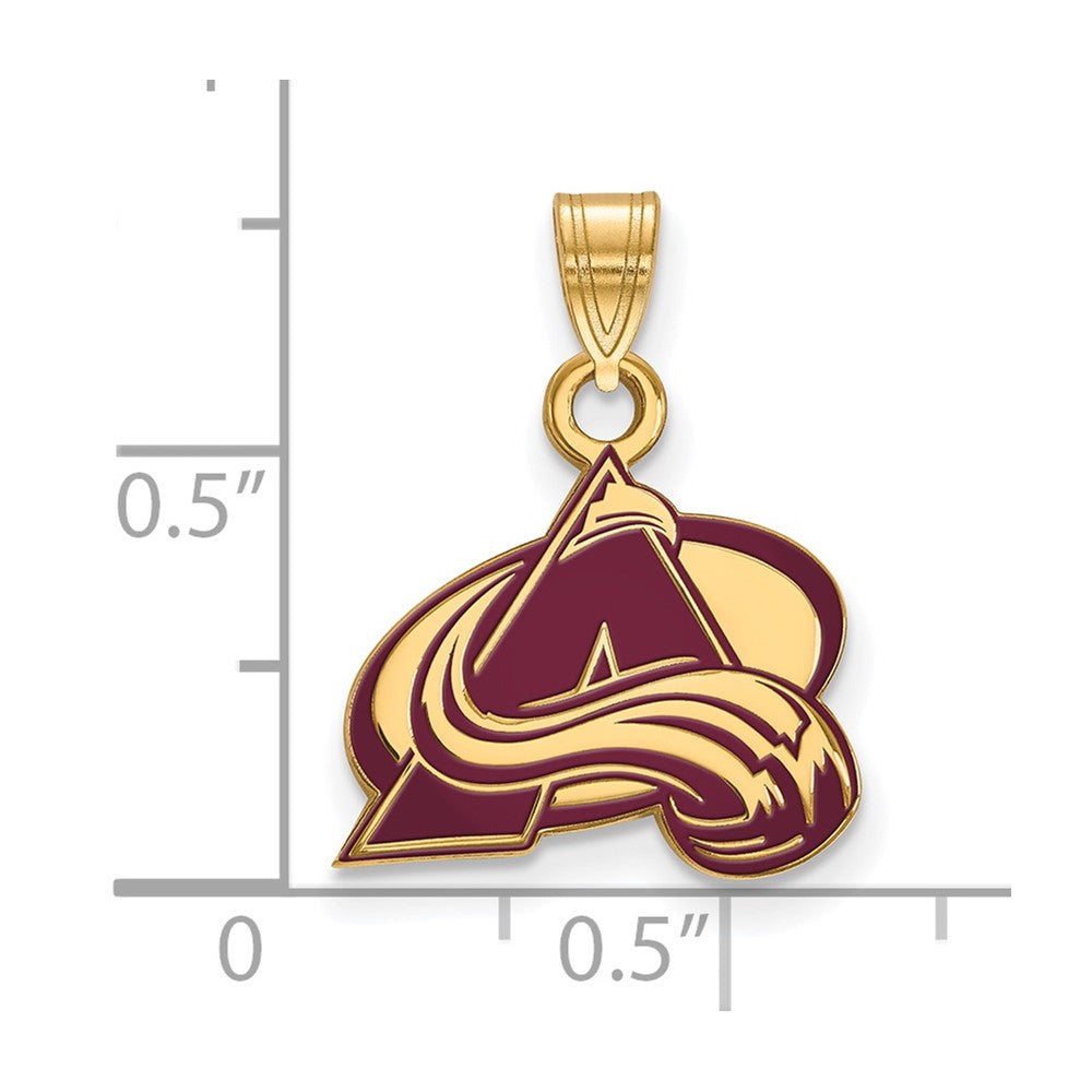 Sterling Silver Gold-plated NHL LogoArt Colorado Avalanche Letter A Small Enameled Pendant