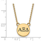 Sterling Silver Gold-plated LogoArt Alpha Xi Delta Sorority Greek Letters Small Black Enamel Pendant 18 inch Necklace