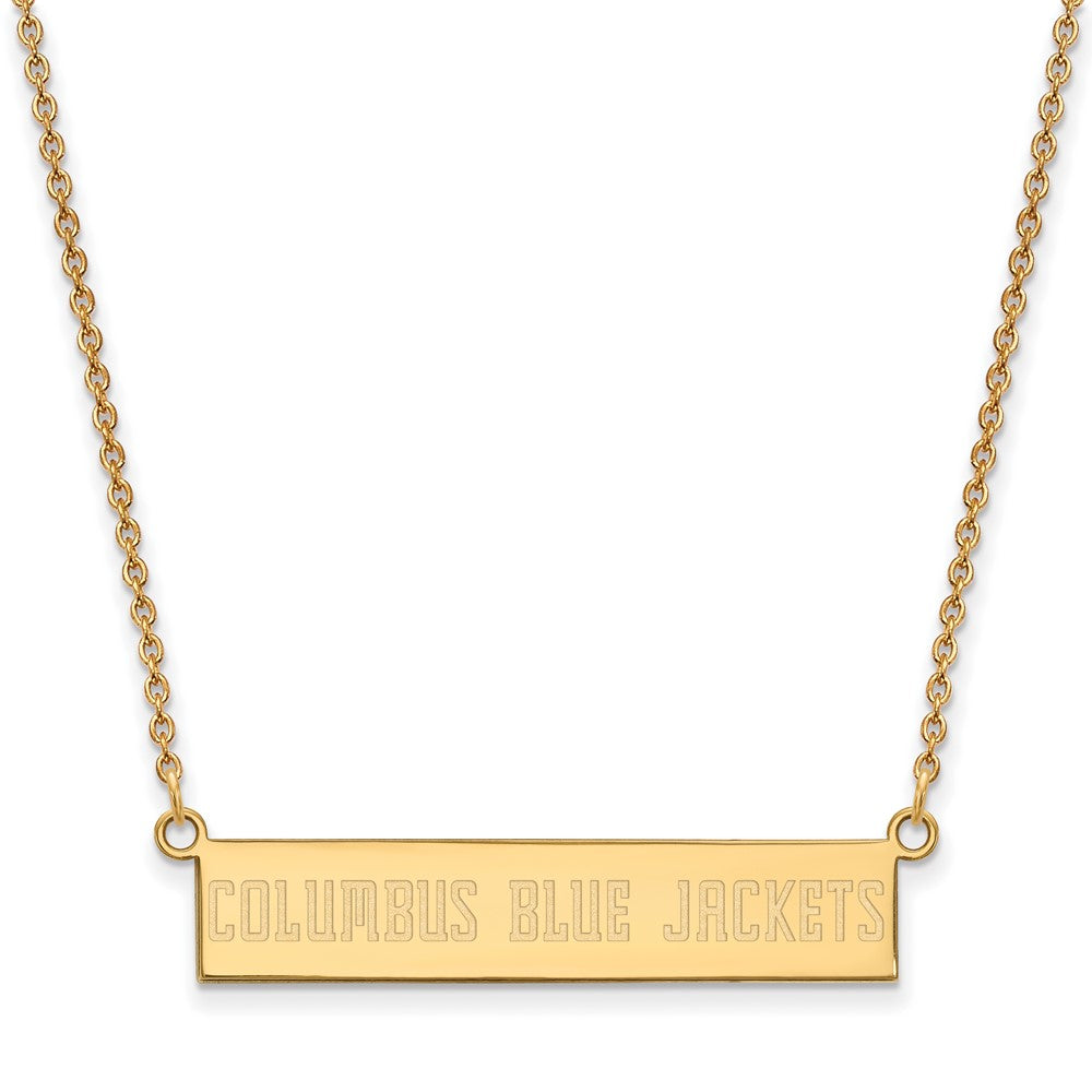 Sterling Silver Gold-plated NHL LogoArt Columbus Blue Jackets Small Bar 18 inch Necklace