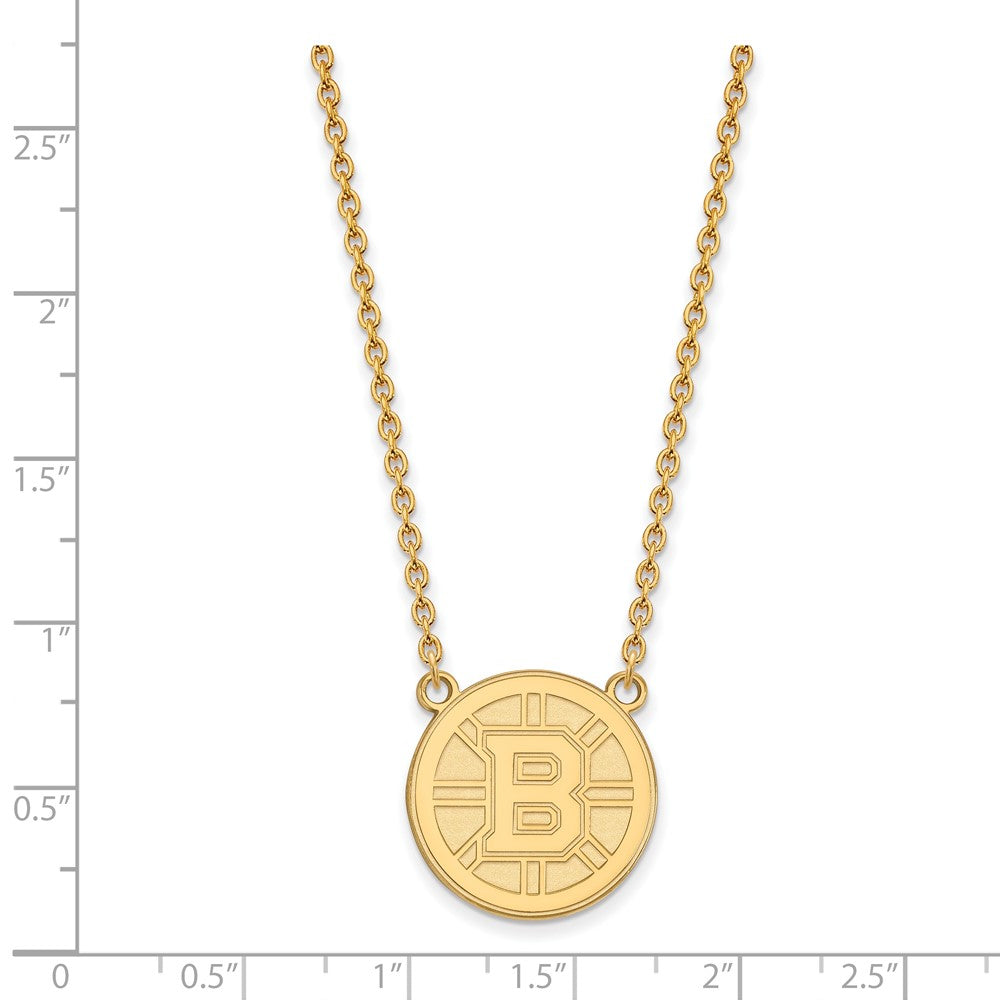 10k Gold NHL LogoArt Boston Bruins Large Pendant 18 inch Necklace