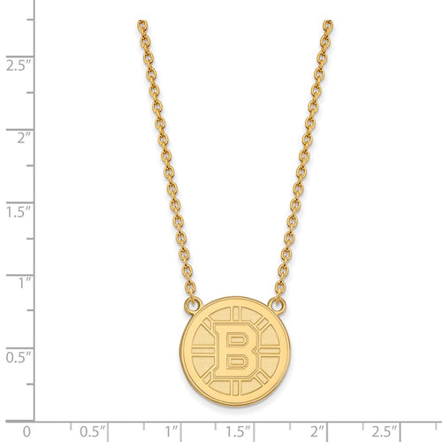 10k Gold NHL LogoArt Boston Bruins Large Pendant 18 inch Necklace