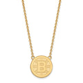 Sterling Silver Gold-plated NHL LogoArt Boston Bruins Large Pendant 18 inch Necklace