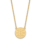 Sterling Silver Gold-plated NHL LogoArt Boston Bruins Large Pendant 18 inch Necklace