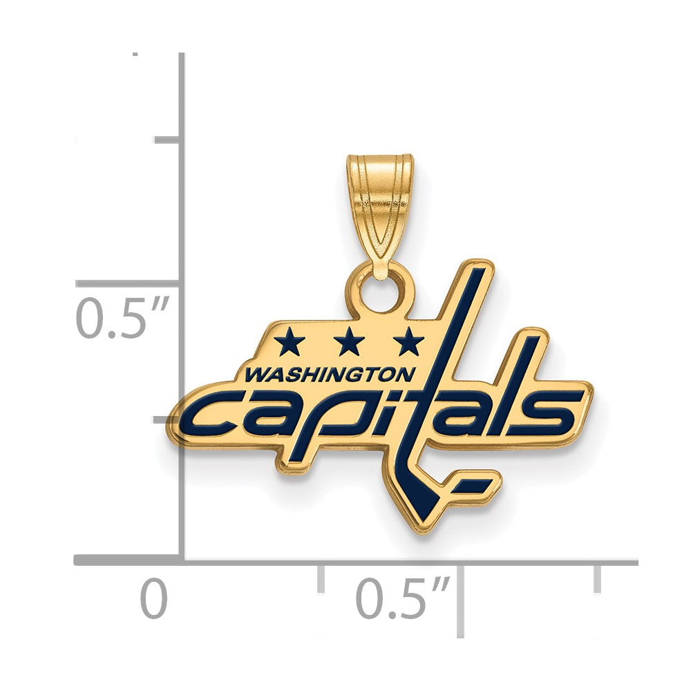 Sterling Silver Gold-plated NHL LogoArt Washington Capitals Small Enameled Pendant