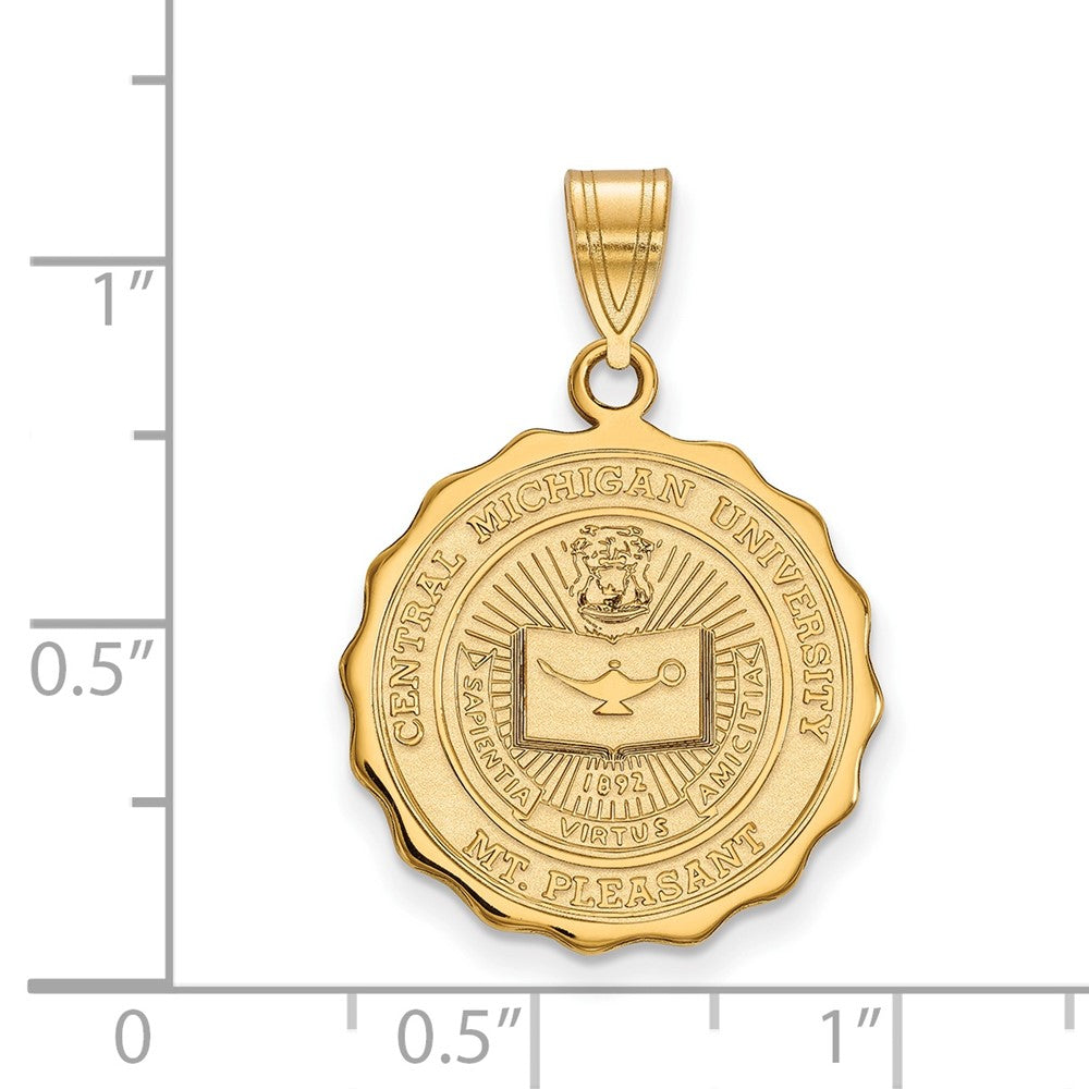 Sterling Silver Gold-plated LogoArt Central Michigan University Large Crest Pendant