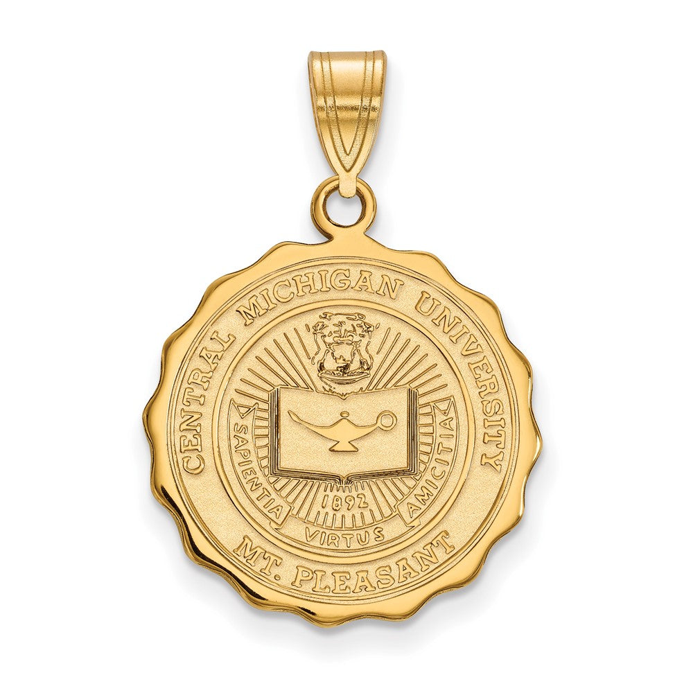 Sterling Silver Gold-plated LogoArt Central Michigan University Large Crest Pendant