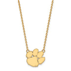 10k Gold LogoArt Clemson University Tiger Paw Large Pendant 18 inch Necklace