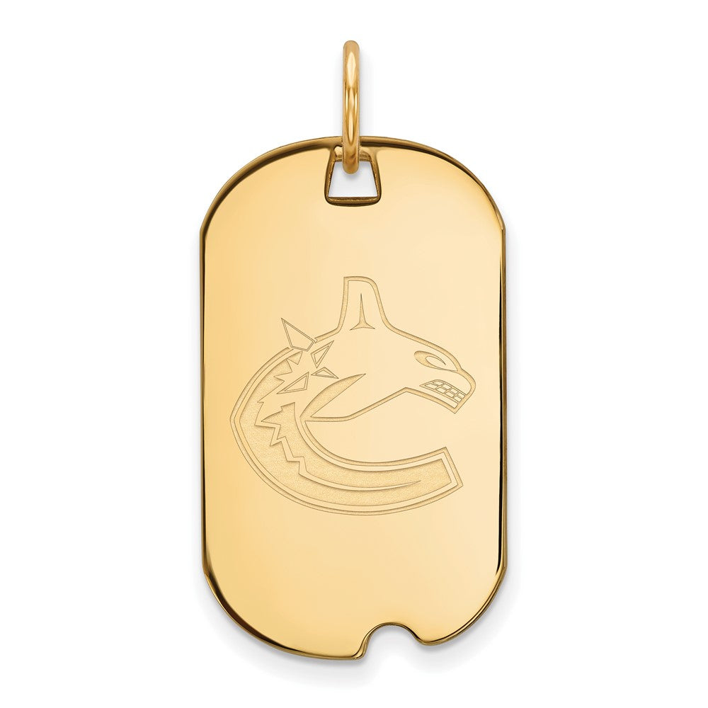 Sterling Silver Gold-plated NHL LogoArt Vancouver Canucks Small Dog Tag Pendant