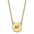 Sterling Silver Gold-plated LogoArt Delta Gamma Sorority Greek Letters Small Black Enamel Pendant 18 inch Necklace