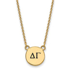 Sterling Silver Gold-plated LogoArt Delta Gamma Sorority Greek Letters Small Black Enamel Pendant 18 inch Necklace