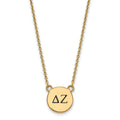 Sterling Silver Gold-plated LogoArt Delta Zeta Sorority Greek Letters Small Black Enamel Pendant 18 inch Necklace