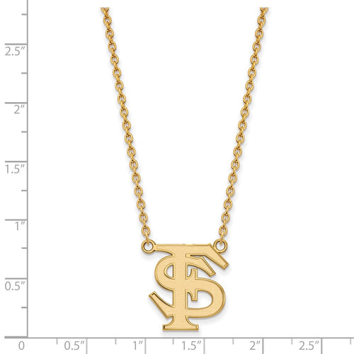 10k Gold LogoArt Florida State University F-S Large Pendant 18 inch Necklace
