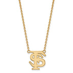 Sterling Silver Gold-plated LogoArt Florida State University F-S Large Pendant 18 inch Necklace