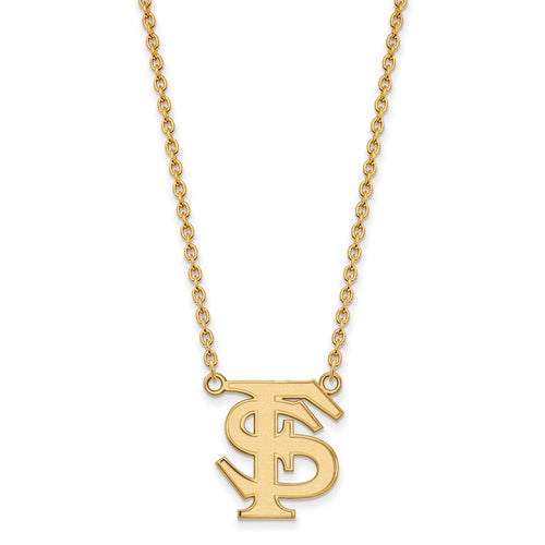 10k Gold LogoArt Florida State University F-S Large Pendant 18 inch Necklace