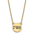 Sterling Silver Gold-plated LogoArt Gamma Phi Beta Sorority Greek Letters Small Black Enamel Pendant 18 inch Necklace