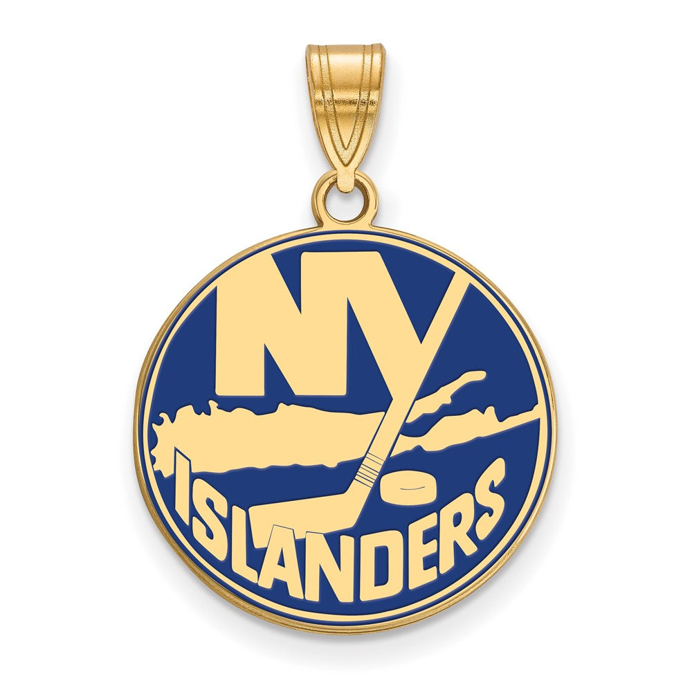 Sterling Silver Gold-plated NHL LogoArt New York Islanders Large Enameled Pendant