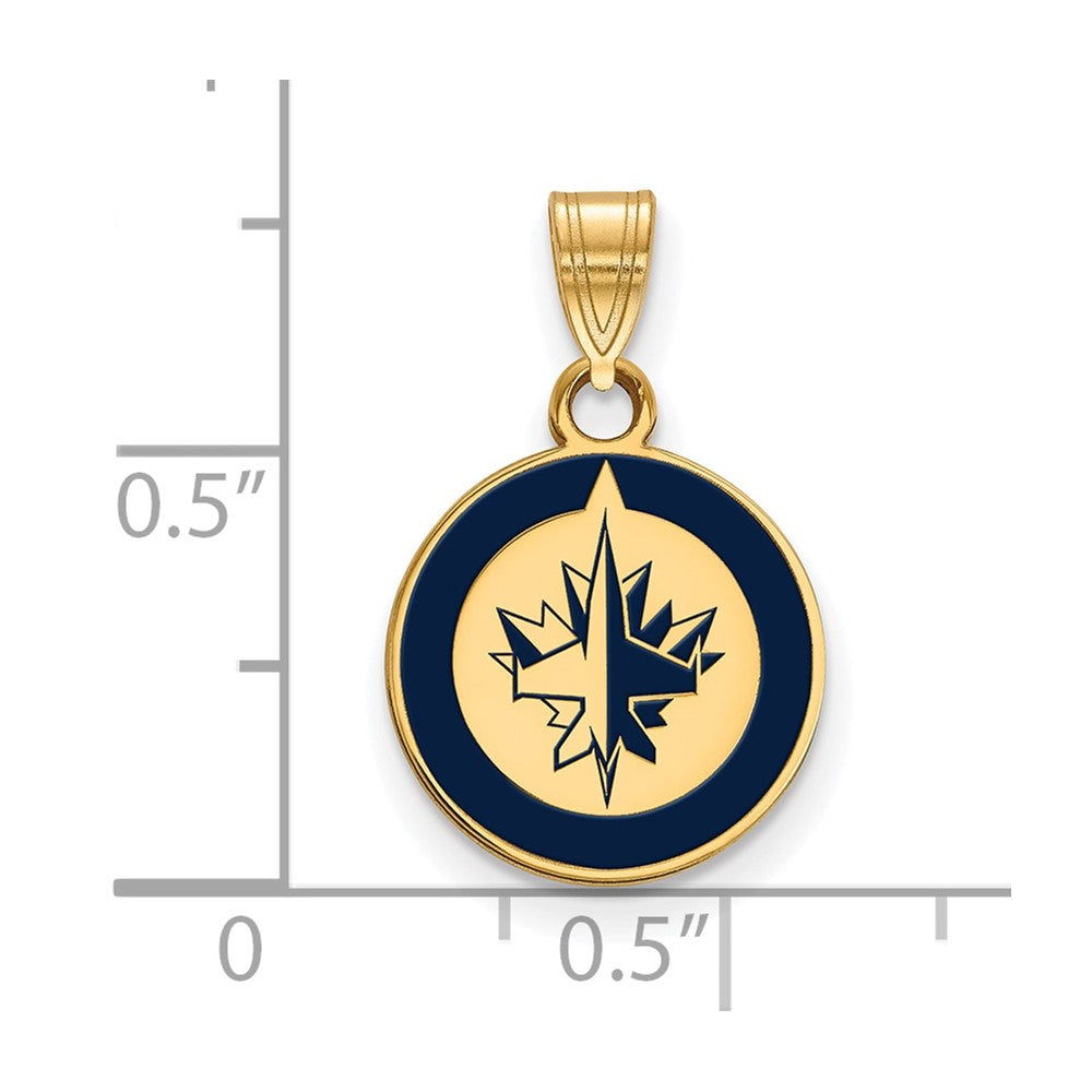 Sterling Silver Gold-plated NHL LogoArt Winnipeg Jets Small Enameled Pendant