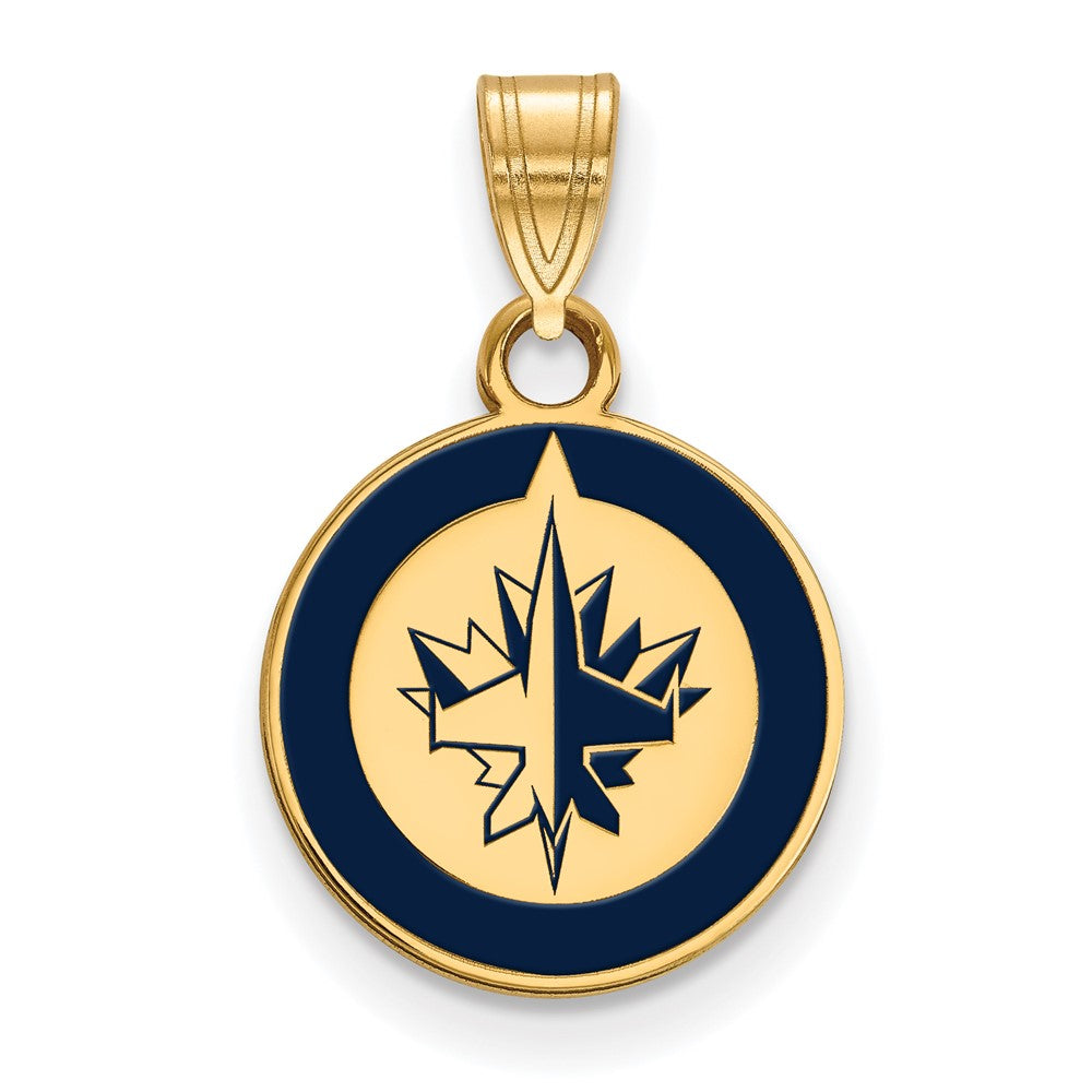 Sterling Silver Gold-plated NHL LogoArt Winnipeg Jets Small Enameled Pendant