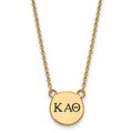 Sterling Silver Gold-plated LogoArt Kappa Alpha Theta Sorority Greek Letters Small Black Enamel Pendant 18 inch Necklace