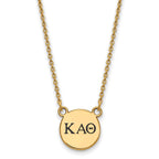 Sterling Silver Gold-plated LogoArt Kappa Alpha Theta Sorority Greek Letters Small Black Enamel Pendant 18 inch Necklace