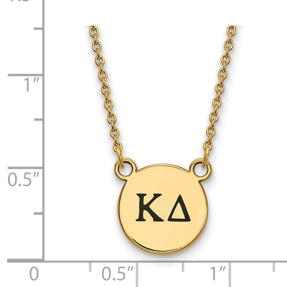 Sterling Silver Gold-plated LogoArt Kappa Delta Sorority Greek Letters Small Black Enamel Pendant 18 inch Necklace