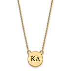 Sterling Silver Gold-plated LogoArt Kappa Delta Sorority Greek Letters Small Black Enamel Pendant 18 inch Necklace