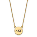 Sterling Silver Gold-plated LogoArt Kappa Kappa Gamma Sorority Greek Letters Small Black Enamel Pendant 18 inch Necklace