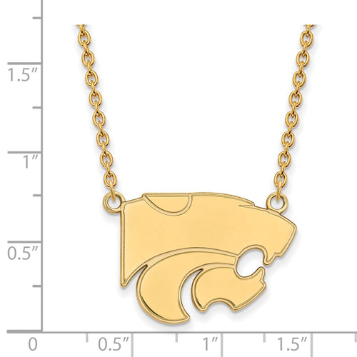 10k Gold LogoArt Kansas State University Wildcat Large Pendant 18 inch Necklace
