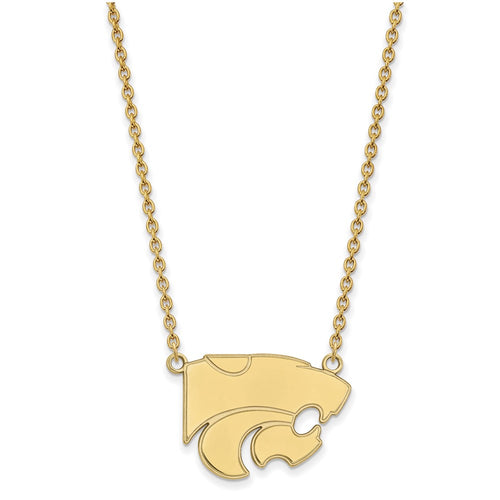 10k Gold LogoArt Kansas State University Wildcat Large Pendant 18 inch Necklace
