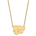 Sterling Silver Gold-plated LogoArt Kansas State University Wildcat Large Pendant 18 inch Necklace