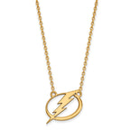 Sterling Silver Gold-plated NHL LogoArt Tampa Bay Lightning Large Pendant 18 inch Necklace