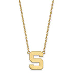10k Gold LogoArt Michigan State University Letter S Large Pendant 18 inch Necklace
