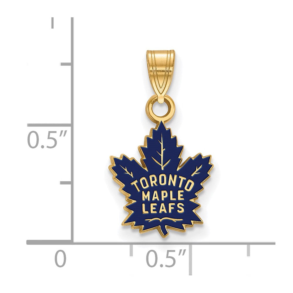 Sterling Silver Gold-plated NHL LogoArt Toronto Maple Leafs Small Enameled Pendant