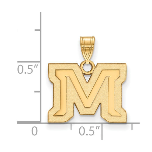 10k Gold LogoArt Montana State University Letter M Small Pendant