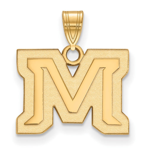 10k Gold LogoArt Montana State University Letter M Small Pendant