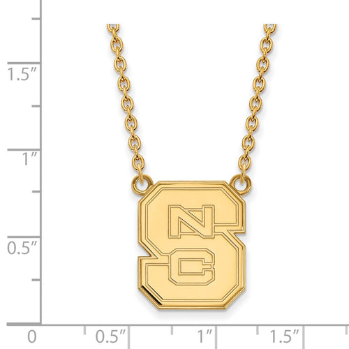 10k Gold LogoArt North Carolina State University N-C-S Large Pendant 18 inch Necklace