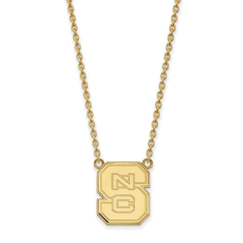10k Gold LogoArt North Carolina State University N-C-S Large Pendant 18 inch Necklace