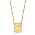 Sterling Silver Gold-plated LogoArt North Carolina State University N-C-S Large Pendant 18 inch Necklace