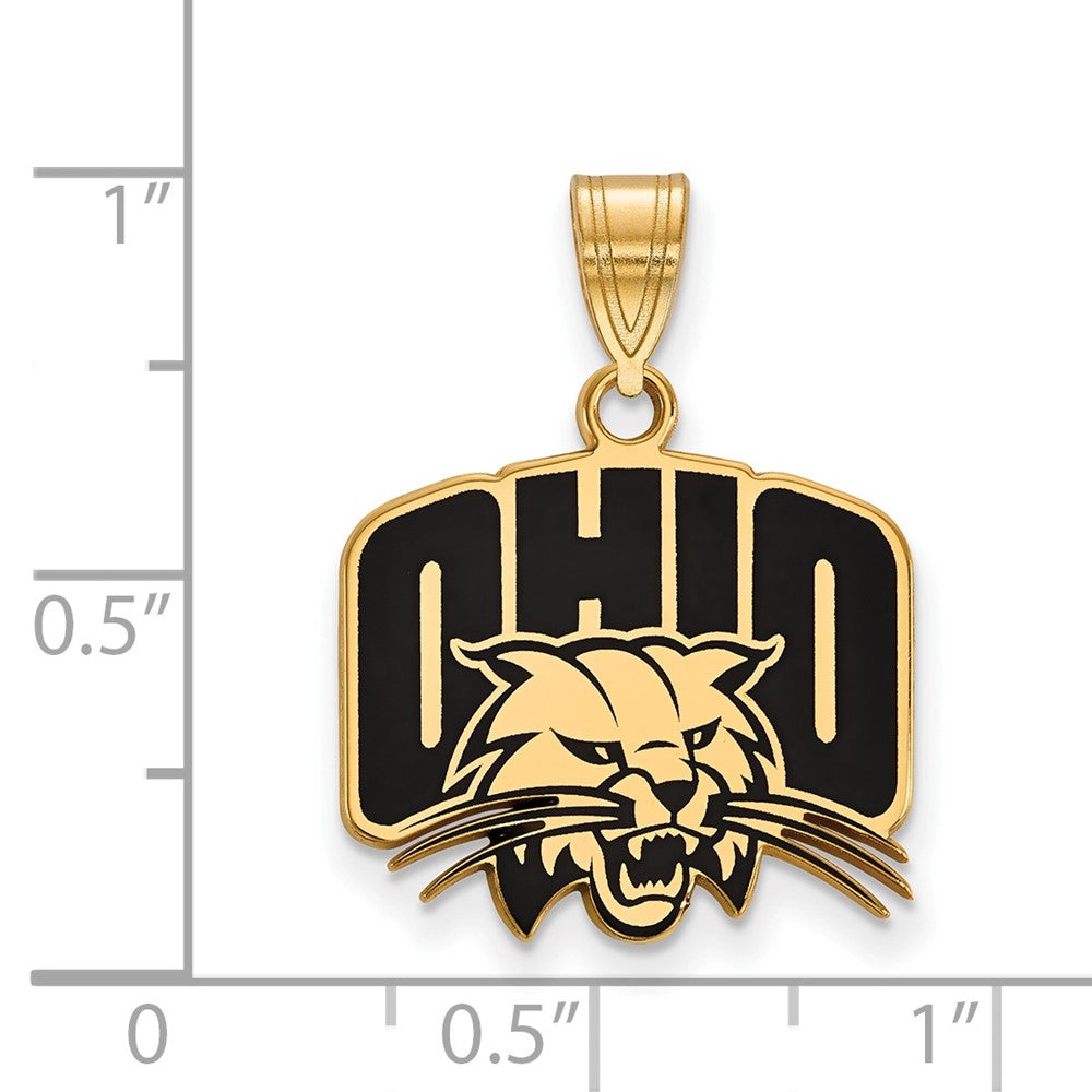 Sterling Silver Gold-plated LogoArt Ohio University Medium Enameled Pendant