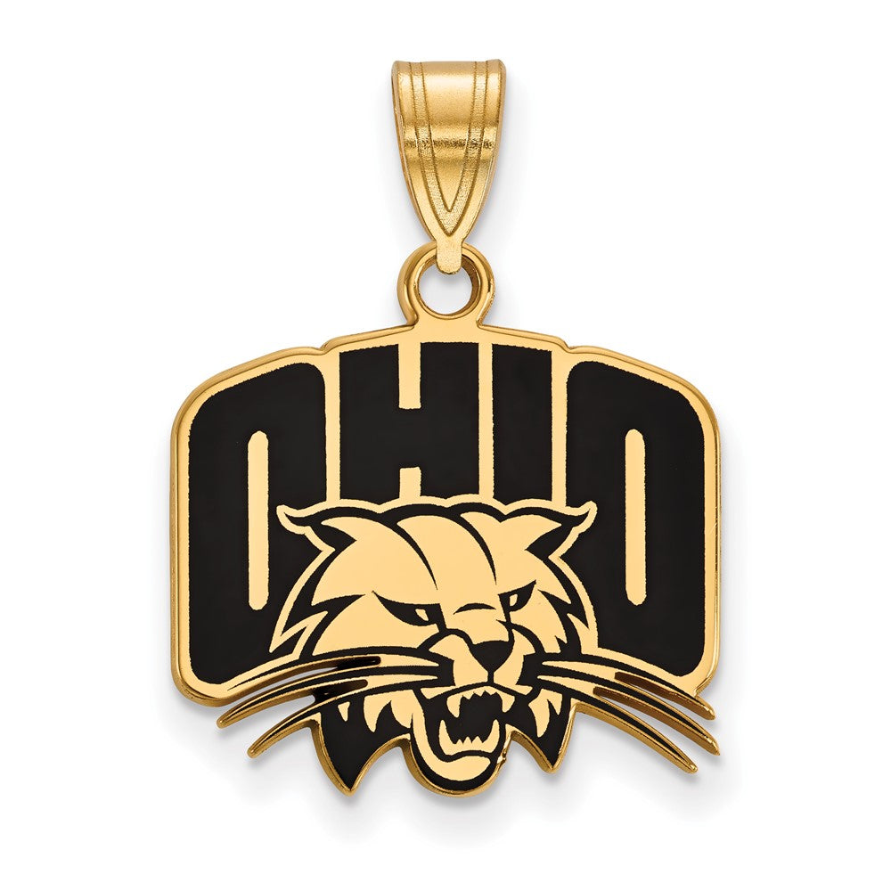 Sterling Silver Gold-plated LogoArt Ohio University Medium Enameled Pendant
