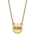 Sterling Silver Gold-plated LogoArt Pi Beta Phi Sorority Greek Letters Small Black Enamel Pendant 18 inch Necklace