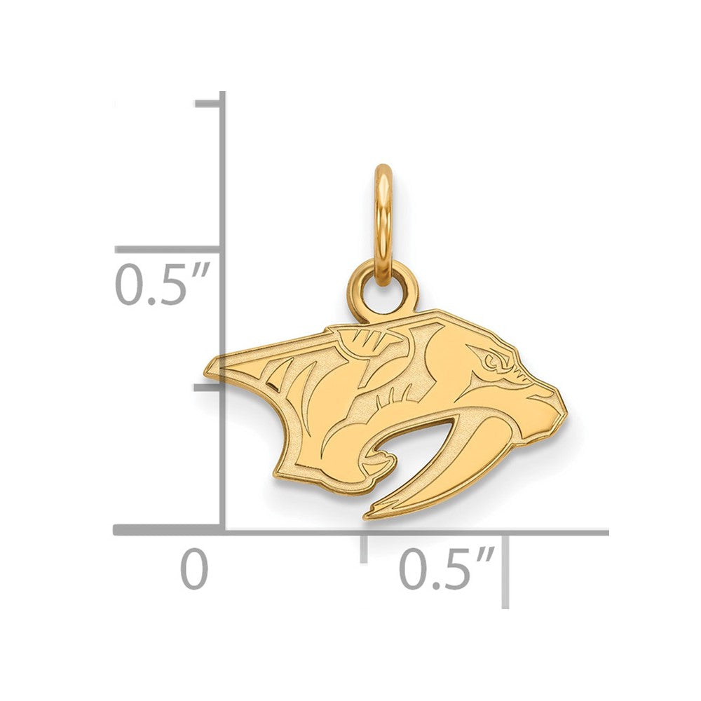 Sterling Silver Gold-plated NHL LogoArt Nashville Predators Extra Small Pendant