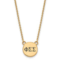 Sterling Silver Gold-plated LogoArt Phi Sigma Sigma Sorority Greek Letters Small Black Enamel Pendant 18 inch Necklace