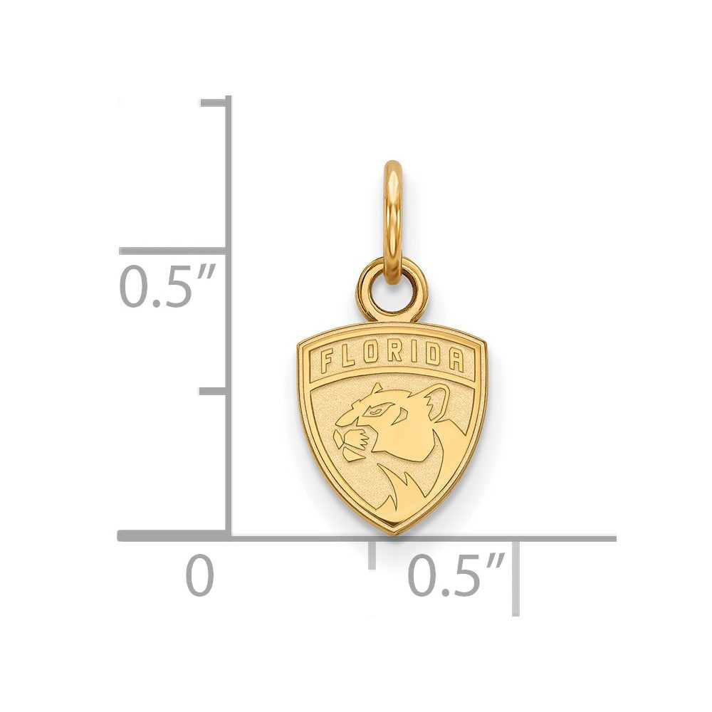 Sterling Silver Gold-plated NHL LogoArt Florida Panthers Extra Small Pendant