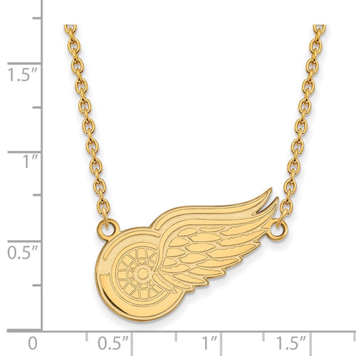 10k Gold NHL LogoArt Detroit Red Wings Large Pendant 18 inch Necklace