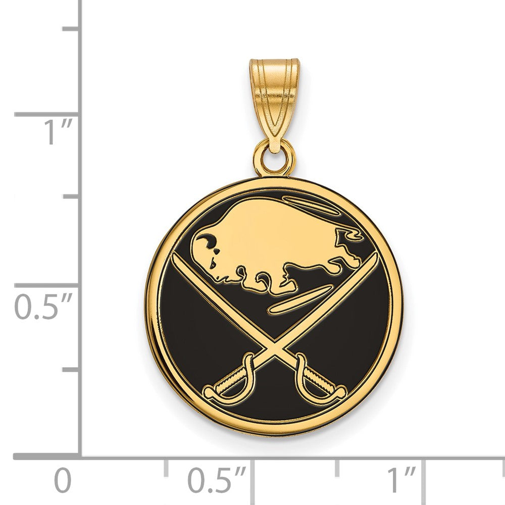 Sterling Silver Gold-plated NHL LogoArt Buffalo Sabres Large Enameled Pendant