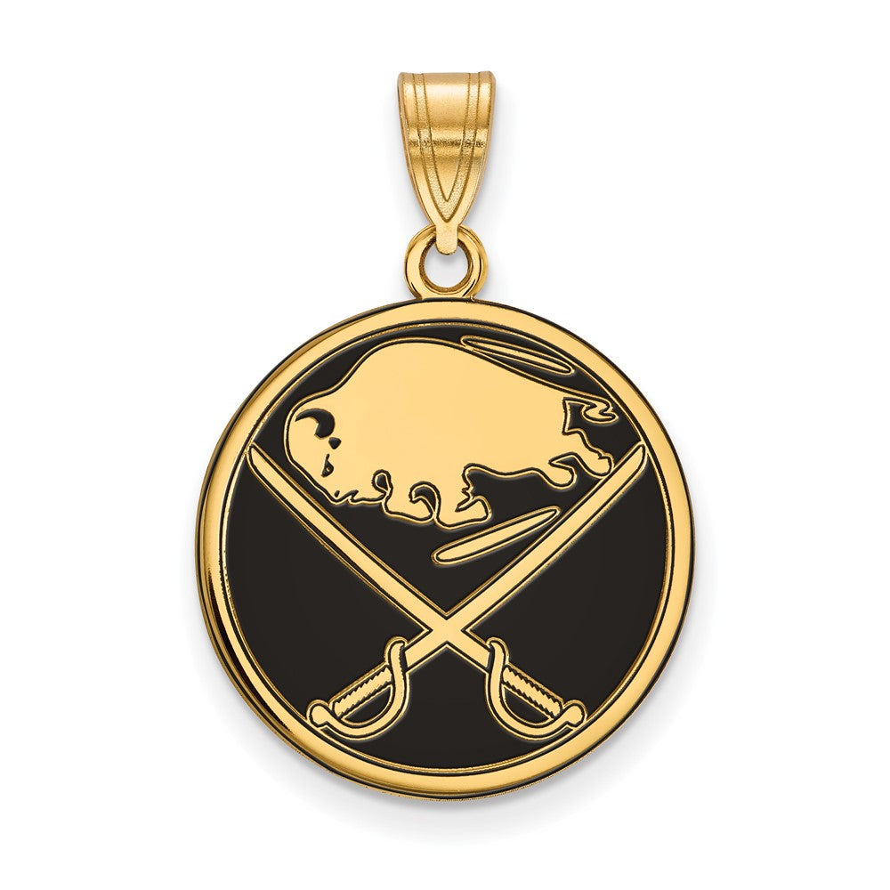Sterling Silver Gold-plated NHL LogoArt Buffalo Sabres Large Enameled Pendant