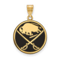 Sterling Silver Gold-plated NHL LogoArt Buffalo Sabres Large Enameled Pendant