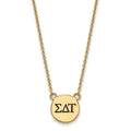 Sterling Silver Gold-plated LogoArt Sigma Delta Tau Sorority Greek Letters Small Black Enamel Pendant 18 inch Necklace