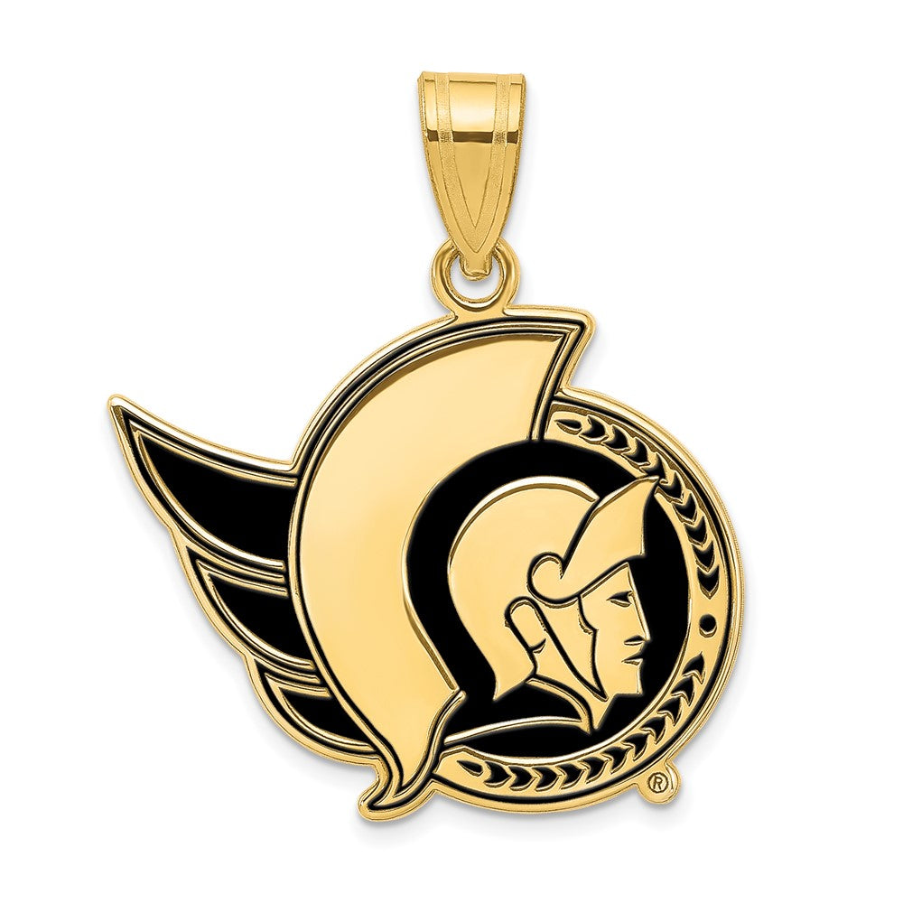 Sterling Silver Gold-plated NHL LogoArt Ottawa Senators Large Enameled Pendant